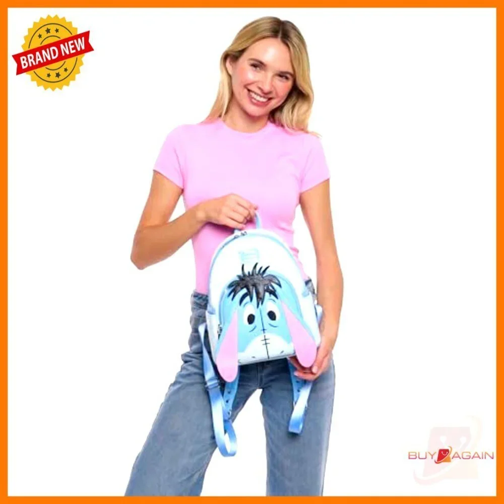 Mini Backpack Faux Leather Adjustable Straps Disney Eeyore Cosplay Handbag